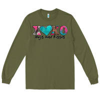 Army Green xoxo hugs and kisses valentines day Long Sleeve Tee - AdoDesignShop