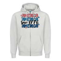 Dove Grey america since 1776 Zipper Hoodie - MaliasSmallBusiness