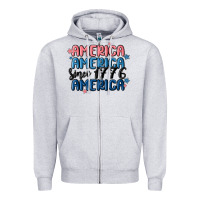 Heather Grey america since 1776 Zipper Hoodie - MaliasSmallBusiness