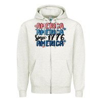 Oatmeal Heather america since 1776 Zipper Hoodie - MaliasSmallBusiness