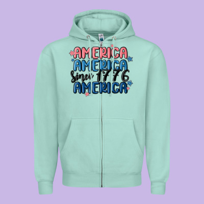 America Since 1776 Zipper Hoodie Designed By Maliassmallbusiness