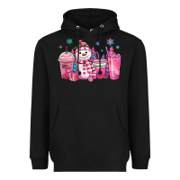Black pink christmas snowman coffee cups Heavyweight Hoodie - MaliasSmallBusiness