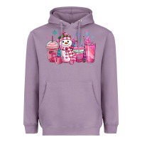 Lavender pink christmas snowman coffee cups Heavyweight Hoodie - MaliasSmallBusiness