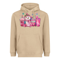 Mushroom pink christmas snowman coffee cups Heavyweight Hoodie - MaliasSmallBusiness