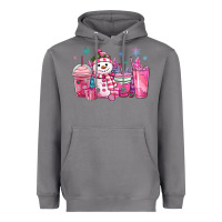 Storm pink christmas snowman coffee cups Heavyweight Hoodie - MaliasSmallBusiness