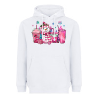White pink christmas snowman coffee cups Heavyweight Hoodie - MaliasSmallBusiness