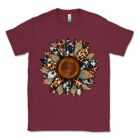 Burgundy cowhide leopard aztec sunflower Classic Tee - Artiststas