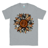 Heather Grey cowhide leopard aztec sunflower Classic Tee - Artiststas