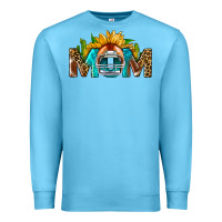 Ocean Blue Football Mom Sunflower Leopard Premium Sweatshirt - BundleAndBundleShop