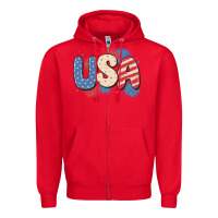 Red usa Zipper Hoodie - MaliasSmallBusiness