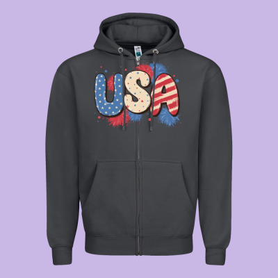 Usa Zipper Hoodie Designed By Maliassmallbusiness