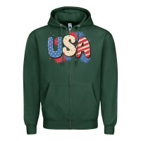 Sports Green usa Zipper Hoodie - MaliasSmallBusiness