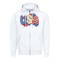 White usa Zipper Hoodie - MaliasSmallBusiness