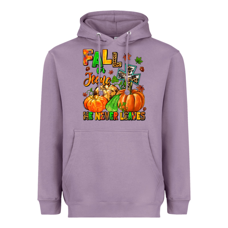 Fall For Jesus He Never Leaves Heavyweight Hoodie by MaliasSmallBusiness | Teevron
