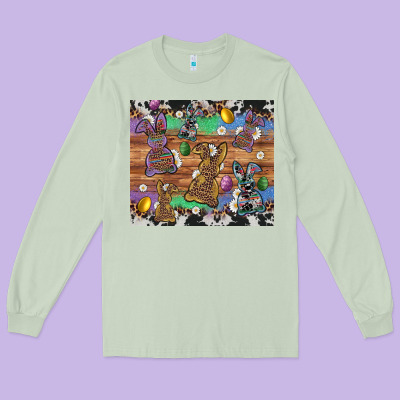Easter Bunny Egg Cowhide Leopard Long Sleeve Tee Designed By Artiststas