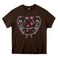 Chocolate Brown valentines day skeleton Heavy Core Tee - MaliasSmallBusiness