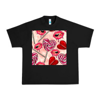 Black valentines day lollipops and lips seamless pattern Urban Heavy Tee - BundleAndBundleShop