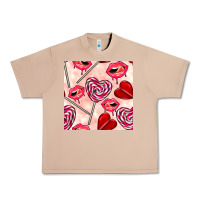 Valentines Day Lollipops And Lips Seamless Pattern Urban Heavy Tee | Teevron