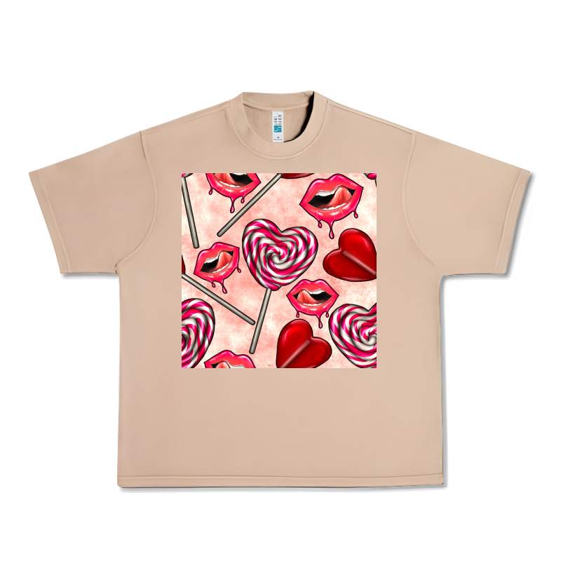 Valentines Day Lollipops And Lips Seamless Pattern Urban Heavy Tee by BundleAndBundleShop | Teevron
