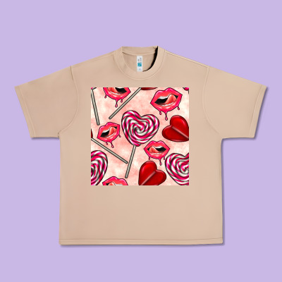 Valentines Day Lollipops And Lips Seamless Pattern Urban Heavy Tee Designed By Bundleandbundleshop