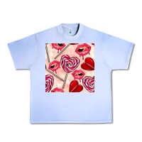 Grape Ice valentines day lollipops and lips seamless pattern Urban Heavy Tee - BundleAndBundleShop