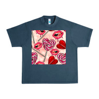 Midnight Navy valentines day lollipops and lips seamless pattern Urban Heavy Tee - BundleAndBundleShop