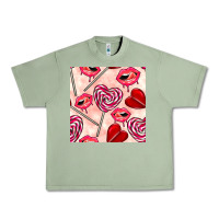 Oil Green valentines day lollipops and lips seamless pattern Urban Heavy Tee - BundleAndBundleShop