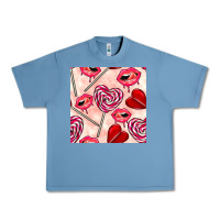 Pebble Blue valentines day lollipops and lips seamless pattern Urban Heavy Tee - BundleAndBundleShop