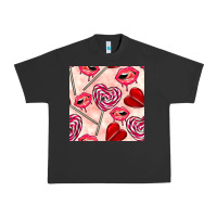 Pigment Black valentines day lollipops and lips seamless pattern Urban Heavy Tee - BundleAndBundleShop