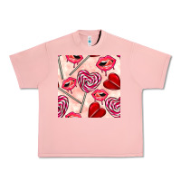 Salmon valentines day lollipops and lips seamless pattern Urban Heavy Tee - BundleAndBundleShop