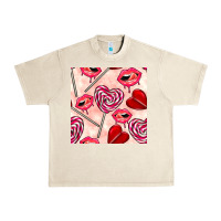 Sandshell valentines day lollipops and lips seamless pattern Urban Heavy Tee - BundleAndBundleShop