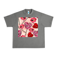 Tornado valentines day lollipops and lips seamless pattern Urban Heavy Tee - BundleAndBundleShop