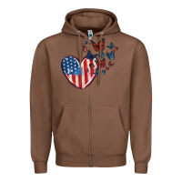 Chestnut 4th of july american flag heart butterfly Zipper Hoodie - MaliasSmallBusiness