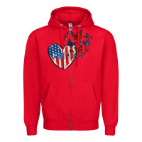 Red 4th of july american flag heart butterfly Zipper Hoodie - MaliasSmallBusiness