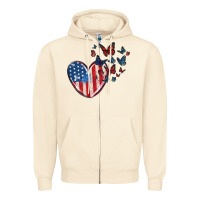 Sandshell 4th of july american flag heart butterfly Zipper Hoodie - MaliasSmallBusiness
