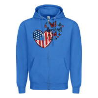 True Royal 4th of july american flag heart butterfly Zipper Hoodie - MaliasSmallBusiness