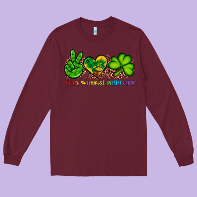 Peace Love St Patty's Day Long Sleeve Tee Designed By Artiststas