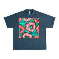 Midnight Navy valentines day heart donuts seamless pattern Urban Heavy Tee - BundleAndBundleShop