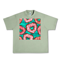 Valentines Day Heart Donuts Seamless Pattern Urban Heavy Tee | Teevron