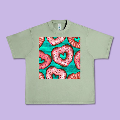 Valentines Day Heart Donuts Seamless Pattern Urban Heavy Tee Designed By Bundleandbundleshop