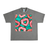 Tornado valentines day heart donuts seamless pattern Urban Heavy Tee - BundleAndBundleShop