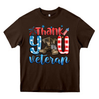 Chocolate Brown thank you veteran Heavy Core Tee - MaliasSmallBusiness