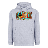 Heather Grey gobble with thanksgiving turkeys Heavyweight Hoodie - MaliasSmallBusiness