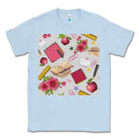 Dusty Blue back to school  seamless pattern Classic Tee - BundleAndBundleShop