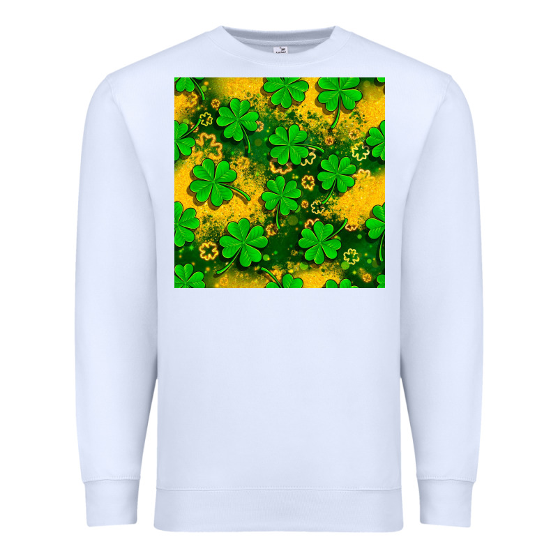 St. Patricks Clover Pattern Digital Paper Premium Sweatshirt by BundleAndBundleShop | Teevron