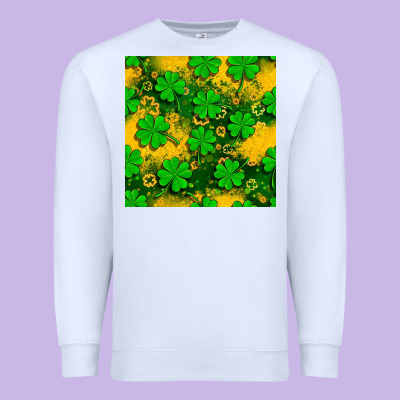 St. Patricks Clover Pattern Digital Paper Premium Sweatshirt Designed By Bundleandbundleshop