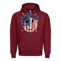 Burgundy America Zipper Hoodie - MaliasSmallBusiness