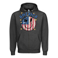 Charcoal Heather America Zipper Hoodie - MaliasSmallBusiness