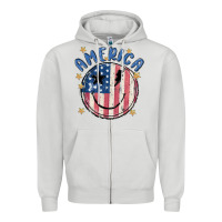 Dove Grey America Zipper Hoodie - MaliasSmallBusiness