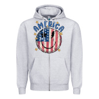 Heather Grey America Zipper Hoodie - MaliasSmallBusiness